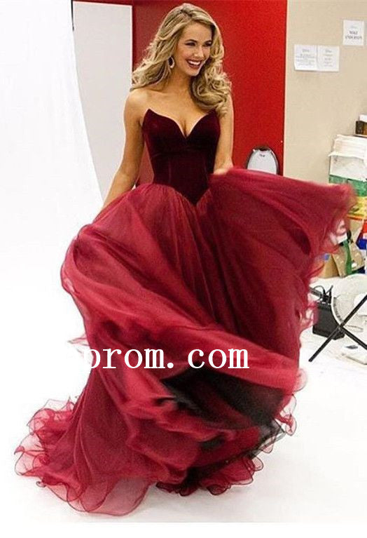Sweetheart Prom Dresses,Long Tulle Prom Dress,Evening Dress