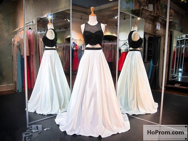 Sweep-Train Beads Two-Piece Prom Dress Evening Dresses