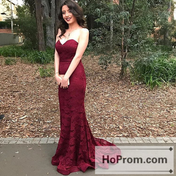 Sweetheart Burgundy Mermaid Prom Dresses Evening Dress