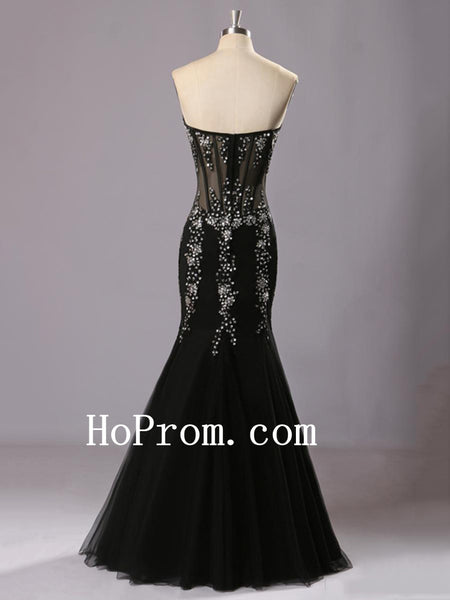 Black Prom Dresses,Sweetheart Prom Dress,Mermaid Evening Dress
