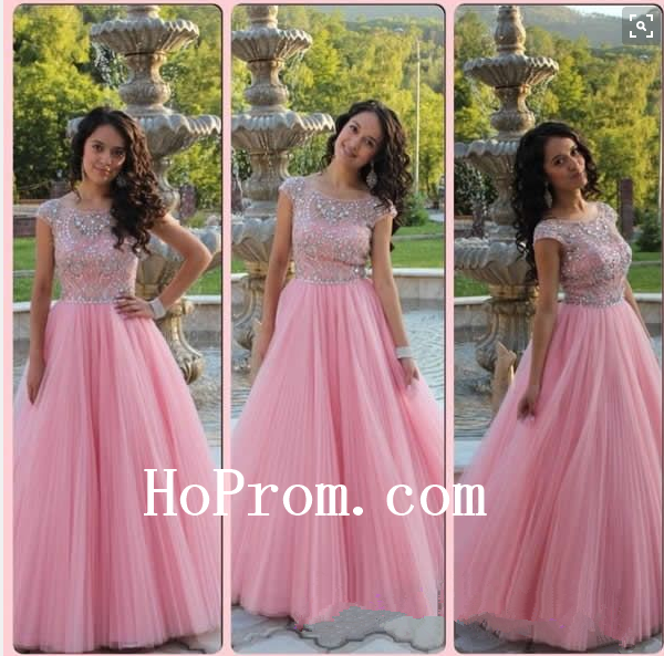 Pink Long Prom Dresses,A-Line Prom Dress,Chiffon Evening Dress