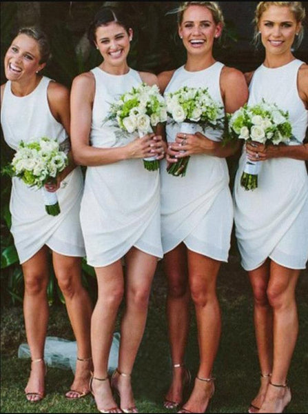 Sheath Chiffon Sleeveless Scoop Short Bridesmaid Dresses