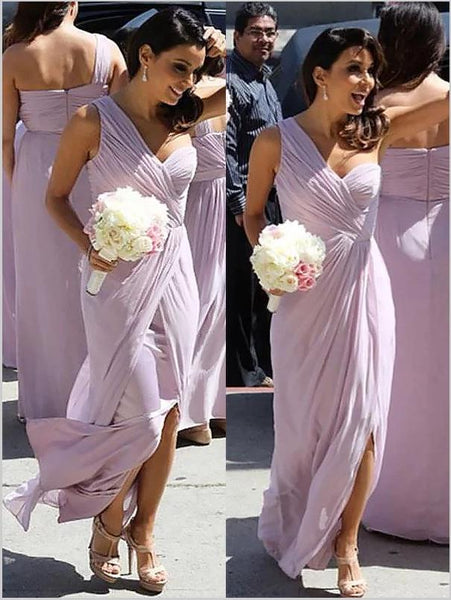 Chiffon One Shoulder Ruched Bridesmaid Dresses For Floor Length