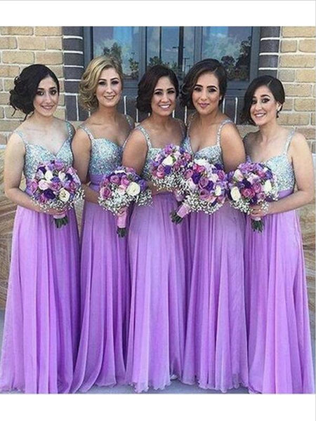 Princess Chiffon Floor Length Bridesmaid Dresses With Sequin