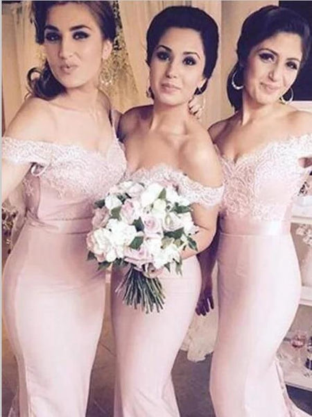 Mermaid Off Shoulder Jersey Bridesmaid Dresses Floor Length