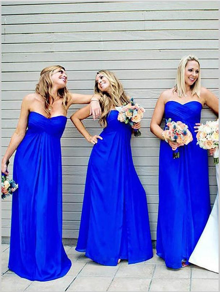 Princess Sweetheart Chiffon Strapless Bridesmaid Dresses Floor Length