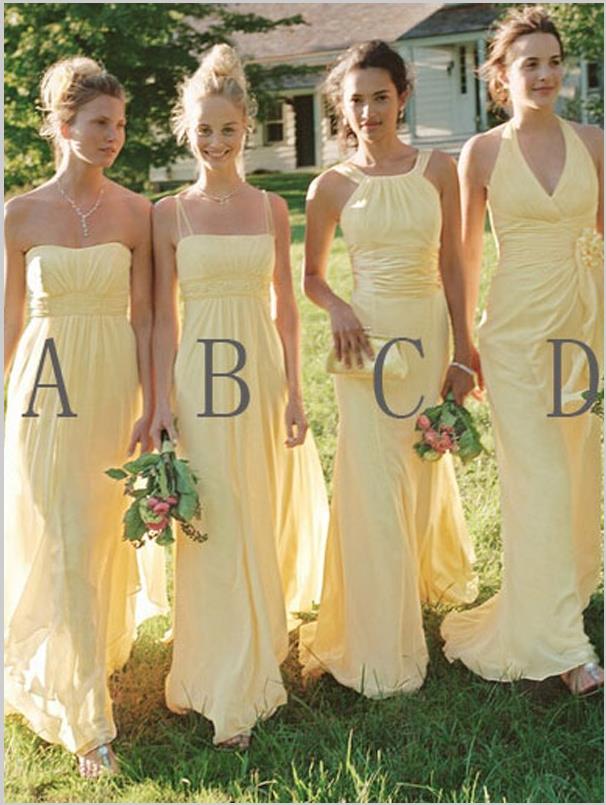 Chiffon Sleeveless Bridesmaid Dresses For Floor Length