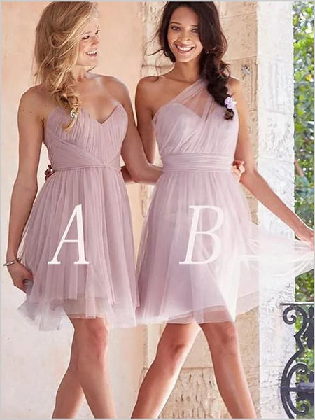 Tulle Sleeveless Short Mini Bridesmaid Dresses