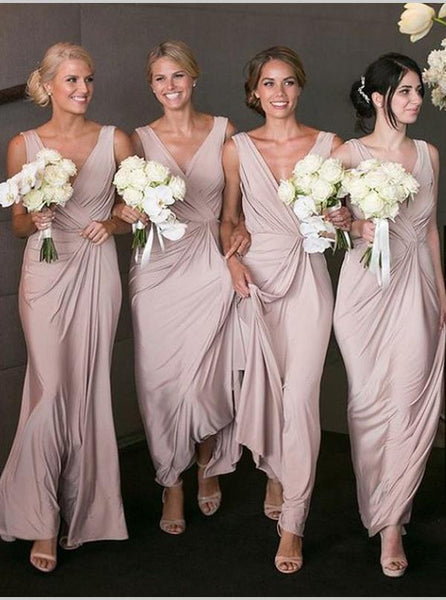 Chiffon Princess V-neck Sleeveless Bridesmaid Dresses Floor Length