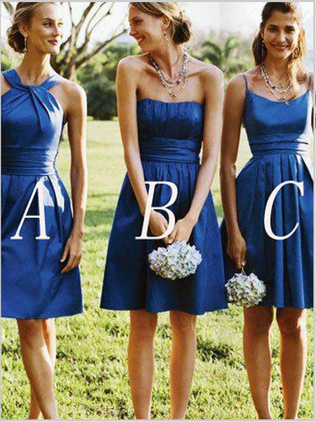 Princess Sleeveless Short Mini Satin Bridesmaid Dresses