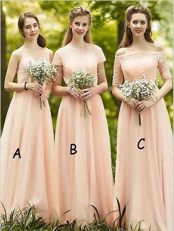 Princess Chiffon Floor Length Bridesmaid Dresses Sweetheart  Hoprom
