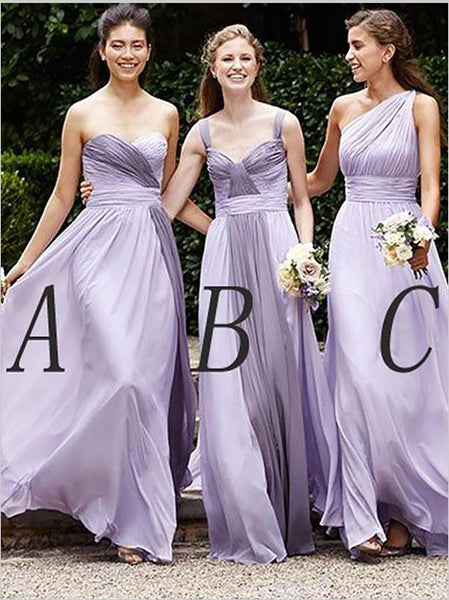Princess Chiffon Sleeveless Bridesmaid Dresses Floor Length