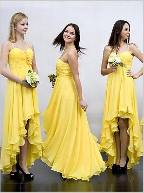 Princess Chiffon Spaghetti Straps Bridesmaid Dresses