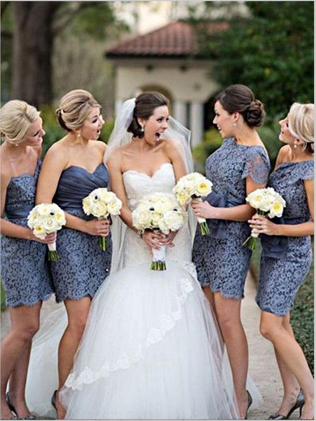 Sheath Lace Short Mini Bridesmaid Dresses