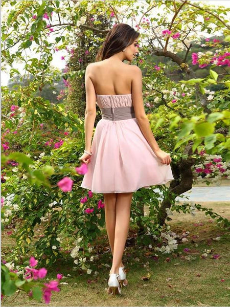 Princess Chiffon Bridesmaid Dresses,Pleats Sleeveless Short Bridesmaid Dresses
