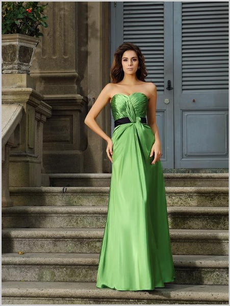 Princess Strapless Bridesmaid Dresses,Long Silk like Satin Bridesmaid Dresses
