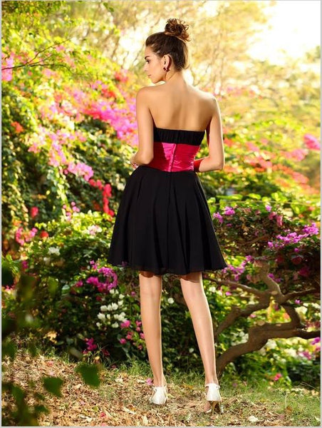 Princess Chiffon Sweetheart Bridesmaid Dresses,Strapless Short Bridesmaid Dresses