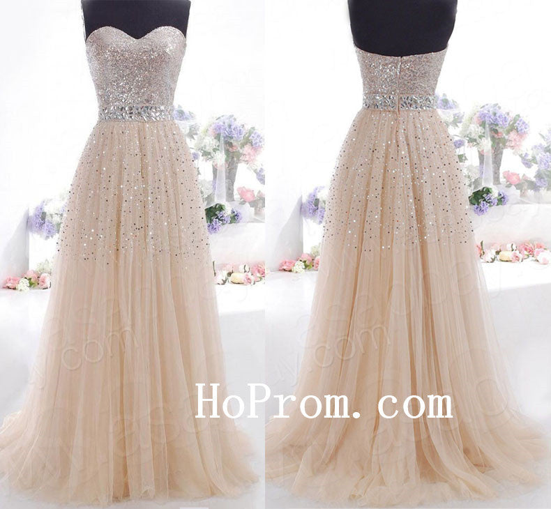 Strapless Prom Dresses,Sequin Prom Dress,A-Line Evening Dress
