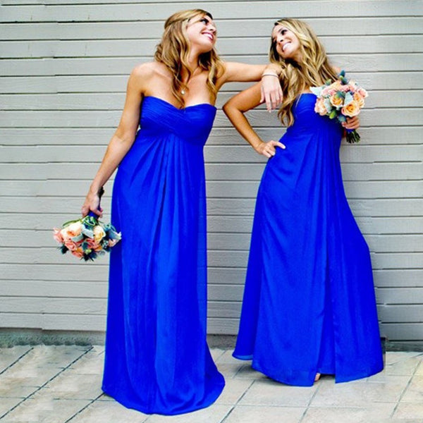 A-Line Prom Dresses,Blue Prom Dress,Chiffon Evening Dress
