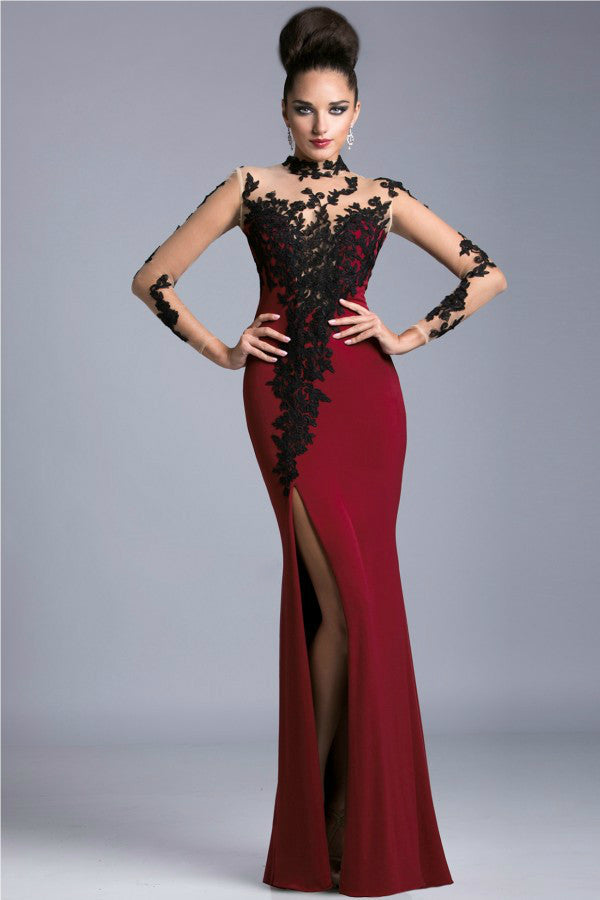 Maroon Black Prom Dresses,Applique Prom Dress,Evening Dress Hoprom Maroon Black Prom Dresses,Applique Prom Dress,Evening Dress Hoprom