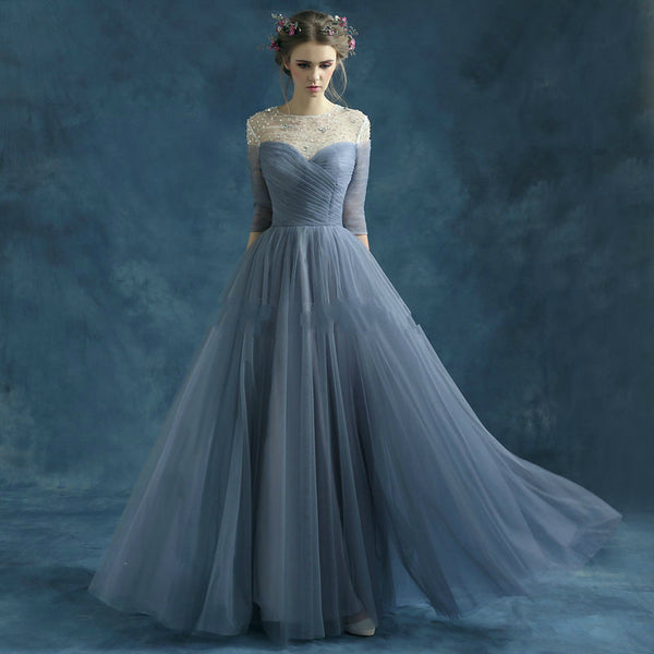 Half Sleeve Prom Dresses,A-Line Prom Dress,Evening Dress