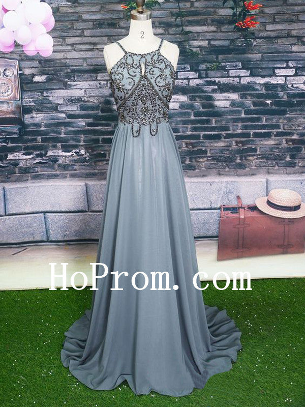 Popular Prom Dresses,Grey Halter Prom Dress,Evening Dress