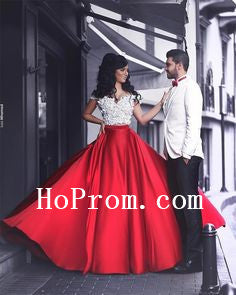 White Red Prom Dresses,Satin Prom Dress,Evening Dress