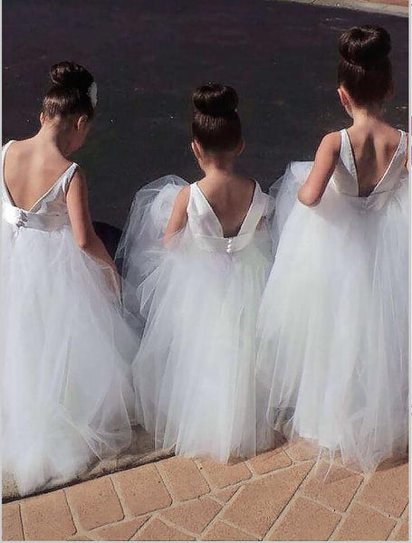 Tulle Sleeveless Floor Length Flower Girl Dresses Ball Gown
