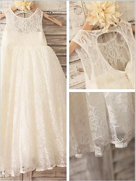 Lace Princess Sleeveless Flower Girl Dresses Floor Length Sweetheart Dress
