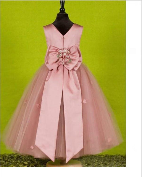 Princess Tulle Scoop Sleeveless Flower Girl Dresses with Bowknot