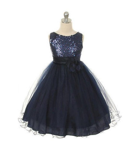 Long Organza Jewel Sleeveless Flower Girl Dresses Ball Gown With Hand-Made Flower