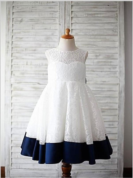 Princess Lace Floor Length Flower Girl Dresses With Bowknot