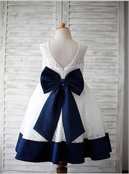 Princess Lace Floor Length Flower Girl Dresses With Bowknot
