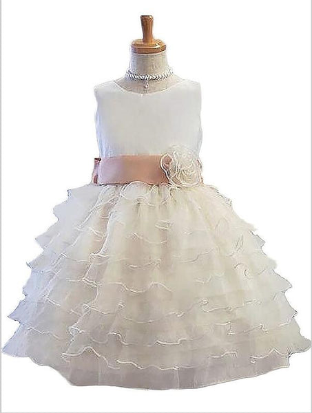 Tulle Princess Sleeveless Short Flower Girl Dresses With Hand-Made Flower