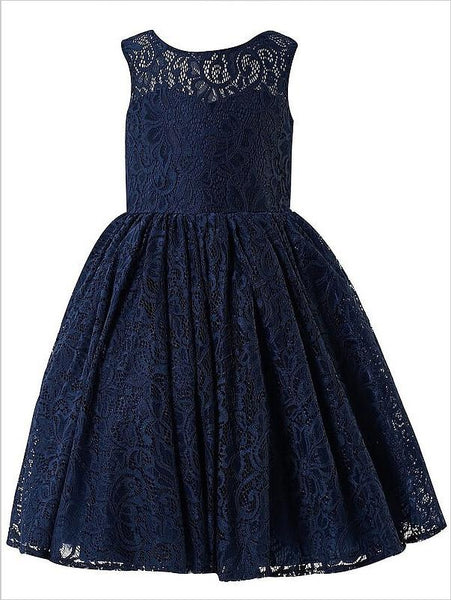 Princess Lace Sleeveless Flower Girl Dresses Floor Length Dress