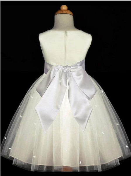 Princess Tulle Scoop Sleeveless Flower Girl Dresses with Hand-made Flower Bowknot