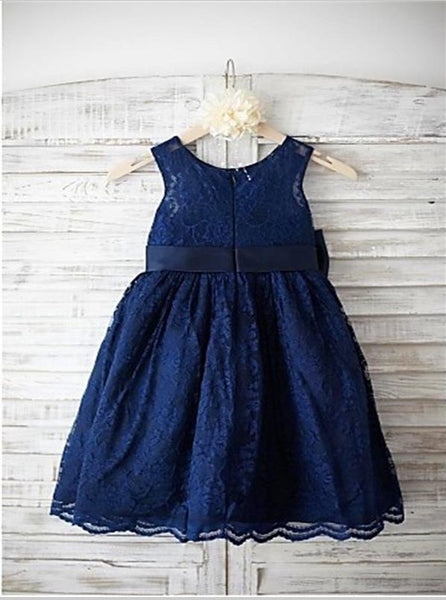 Princess Lace Sleeveless Floor Length Flower Girl Dresses With Bowknot