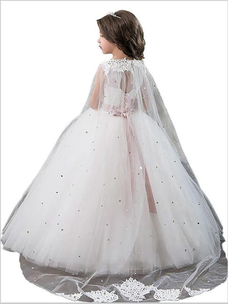 Tulle Jewel Sleeveless Flower Girl Dresses Floor Length Ball Gown With Beading