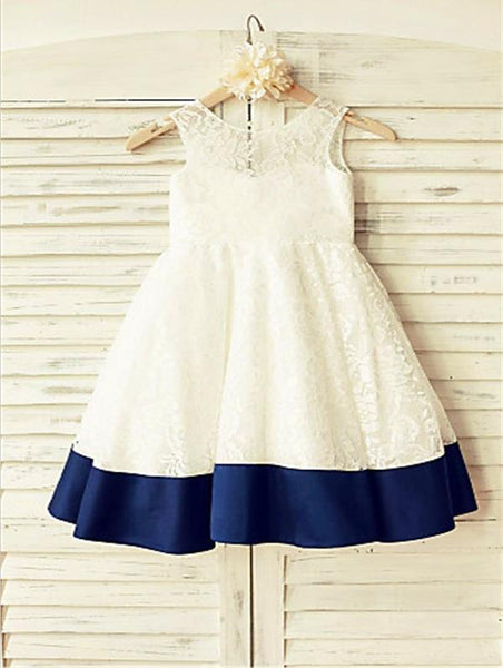 Lace Sleeveless Scoop Flower Girl Dresses With Bowknot Floor Length