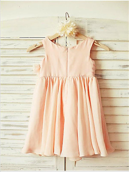 Chiffon Straps Sleeveless Ruched Flower Girl Dresses Floor Length Dress