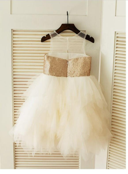 Tulle Scoop Sleeveless Ruffles Flower Girl Dresses Ball Gown