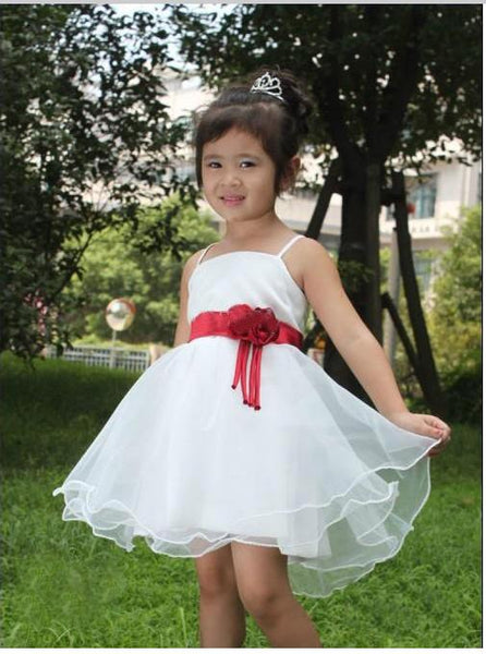 Organza Princess Spaghetti Straps Flower Girl Dresses With Hand-made Flower
