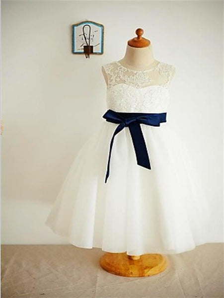 Lace Tulle Princess Sleeveless Flower Girl Dresses Ankle Length Dress