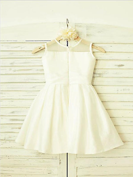 Chiffon Princess Scoop Sleeveless Flower Girl Dresses Tea Length Dress With Hand-made Flower