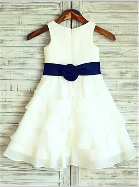 Chiffon Princess Scoop Ruffles Flower Girl Dresses Floor Length Dress