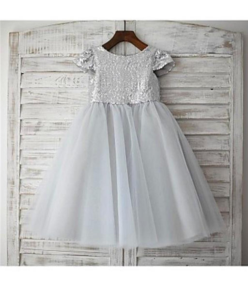 Chiffon Ruffles Princess Scoop Flower Girl Dresses Floor Length With Hand-Made Flower