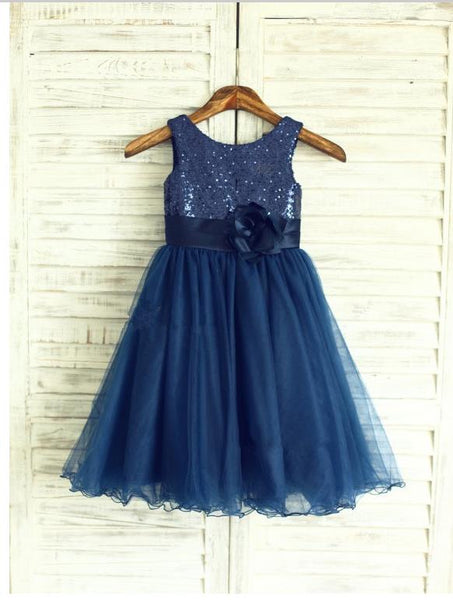Organza Princess Scoop Sleeveless Flower Girls Dresses With Hand-Made Flower