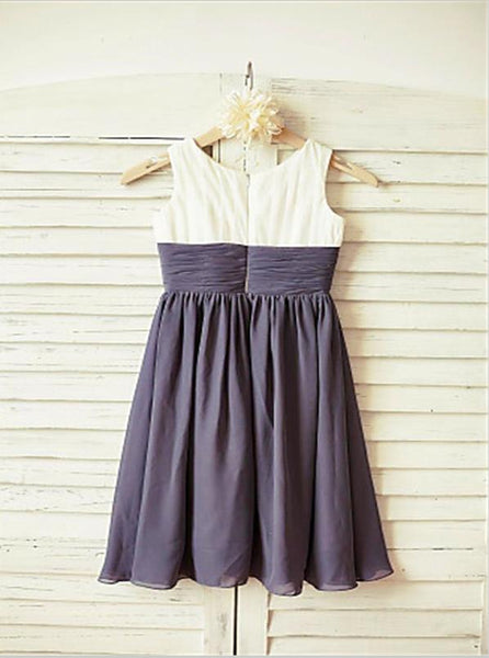 Ruffles Chiffon Princess Scoop Sleeveless Flower Girl Dresses Floor Length Dress