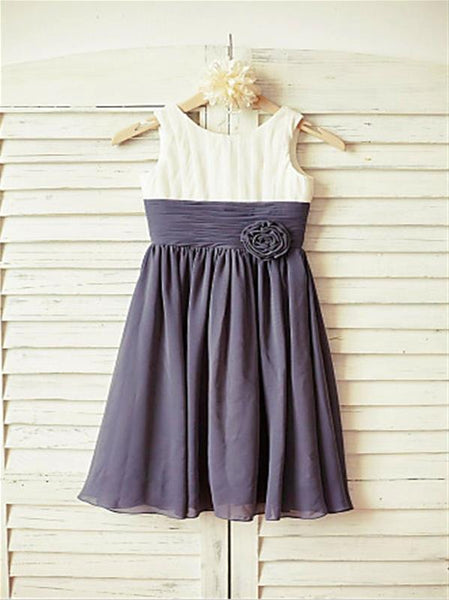 Ruffles Chiffon Princess Scoop Sleeveless Flower Girl Dresses Floor Length Dress
