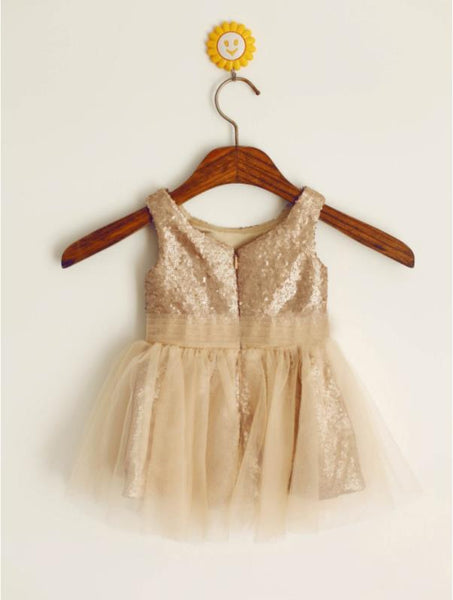 Long Sequins Princess Scoop Sleeveless Flower Girl Dresses